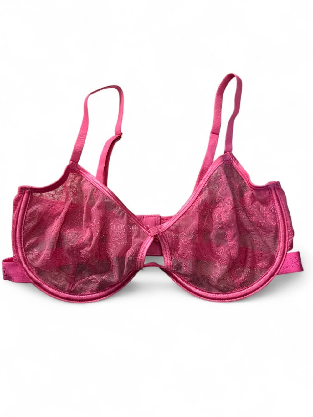 Lounge 34DD Sheer Lace Underwire Bra in Hot Pink
